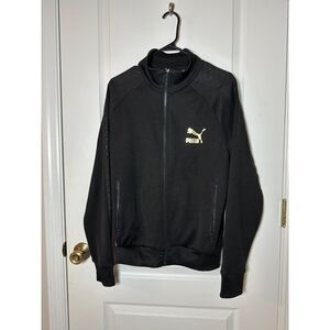 Puma Black Gold Logo Tracksuit Set Jacket Pants Men's M